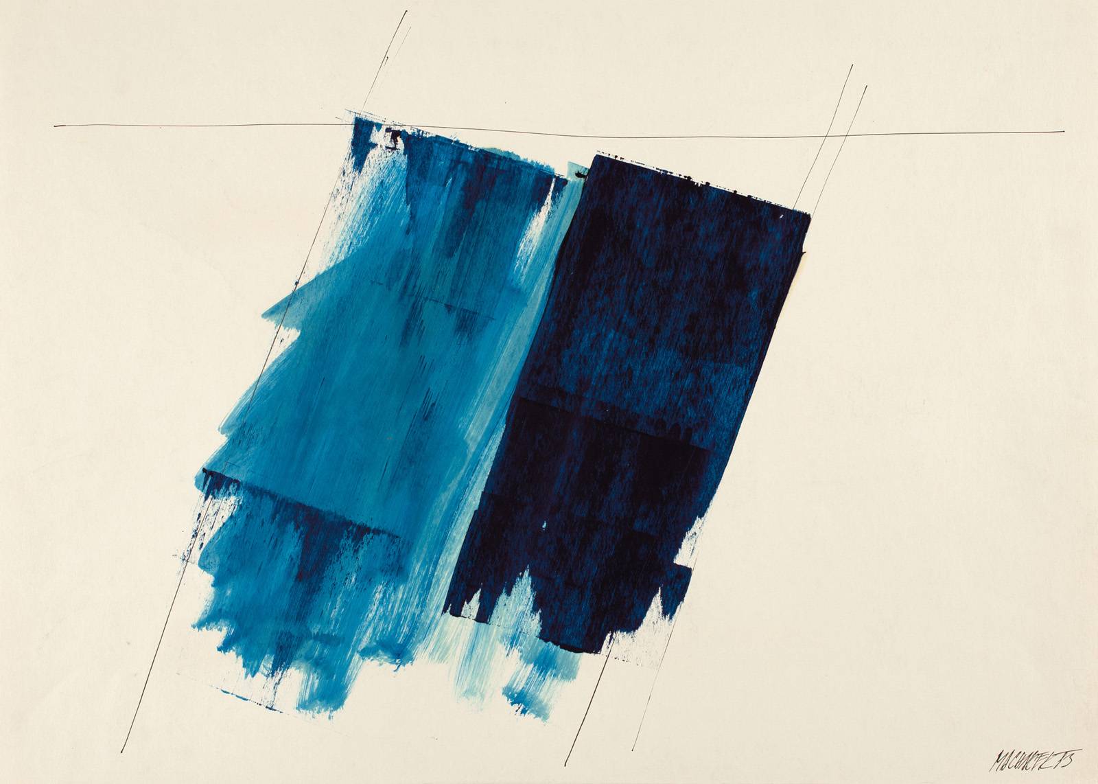 Z cyklu Splav /Dřevnice/, 1983, olej, tuš, karton, 420 x 600 mm