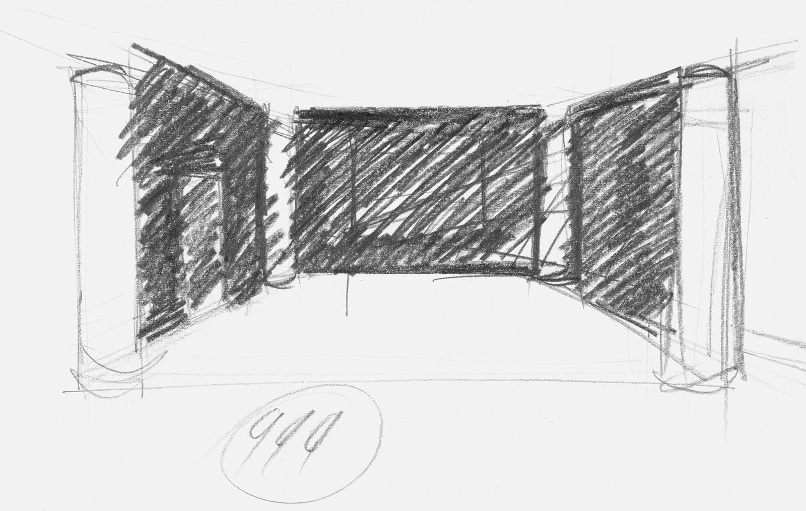 První studie k instalaci DEVĚTSETDEVADESÁTDEVĚT,  420 x 297 mm