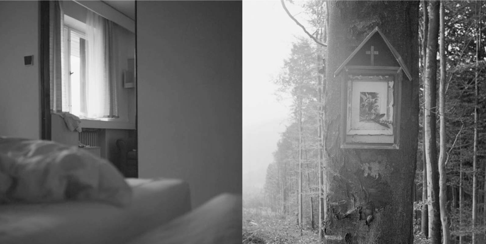 Z cyklu Pokoje a cesty, Miloňov, 1993, fotografie, Flexaret IV, digi-tisk, 500 x 1000 mm