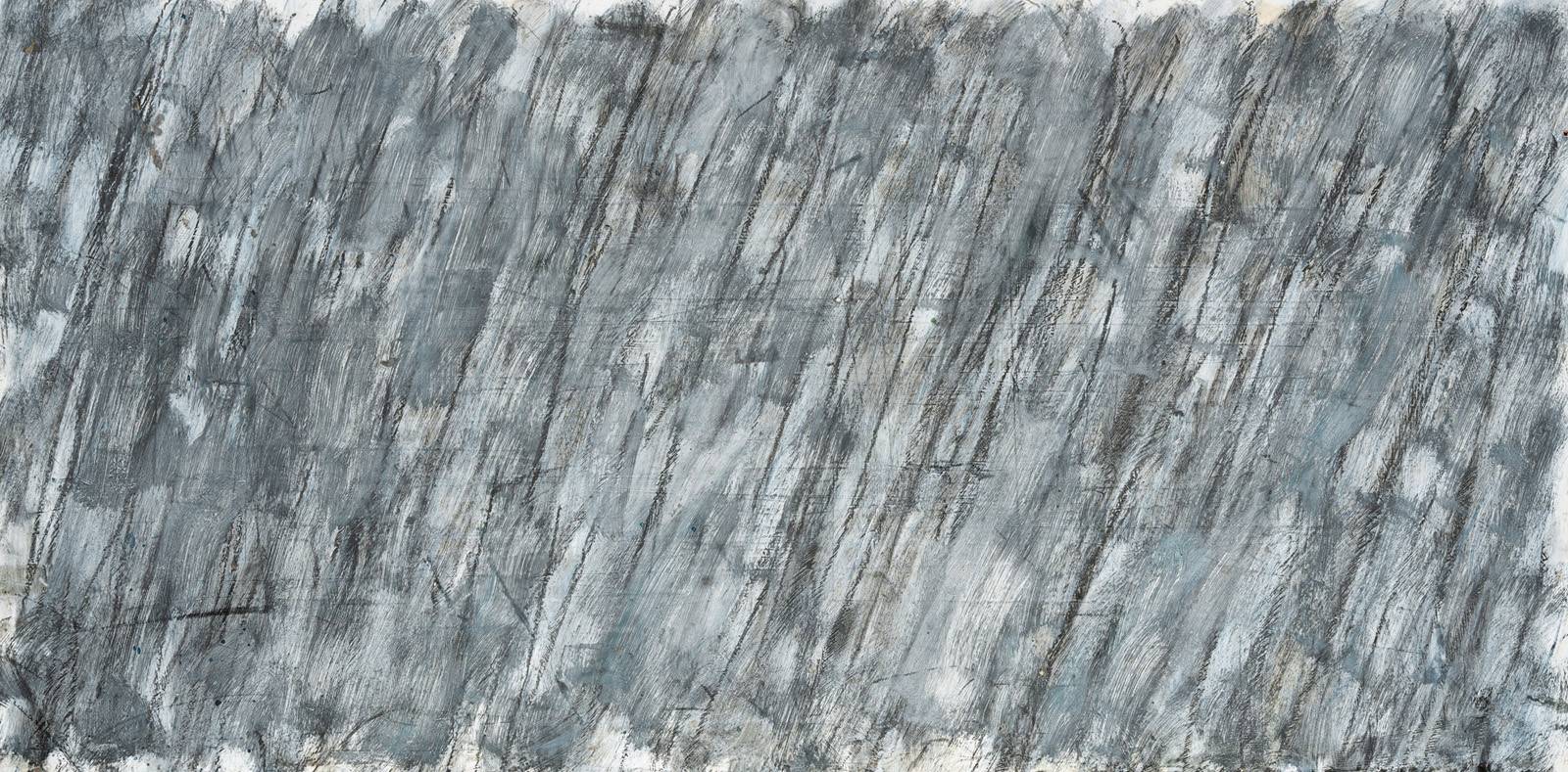 Deště – Sněhy, 1996, tužka, olej, dřevotříska, 40 x 80 cm, soukromá sbírka