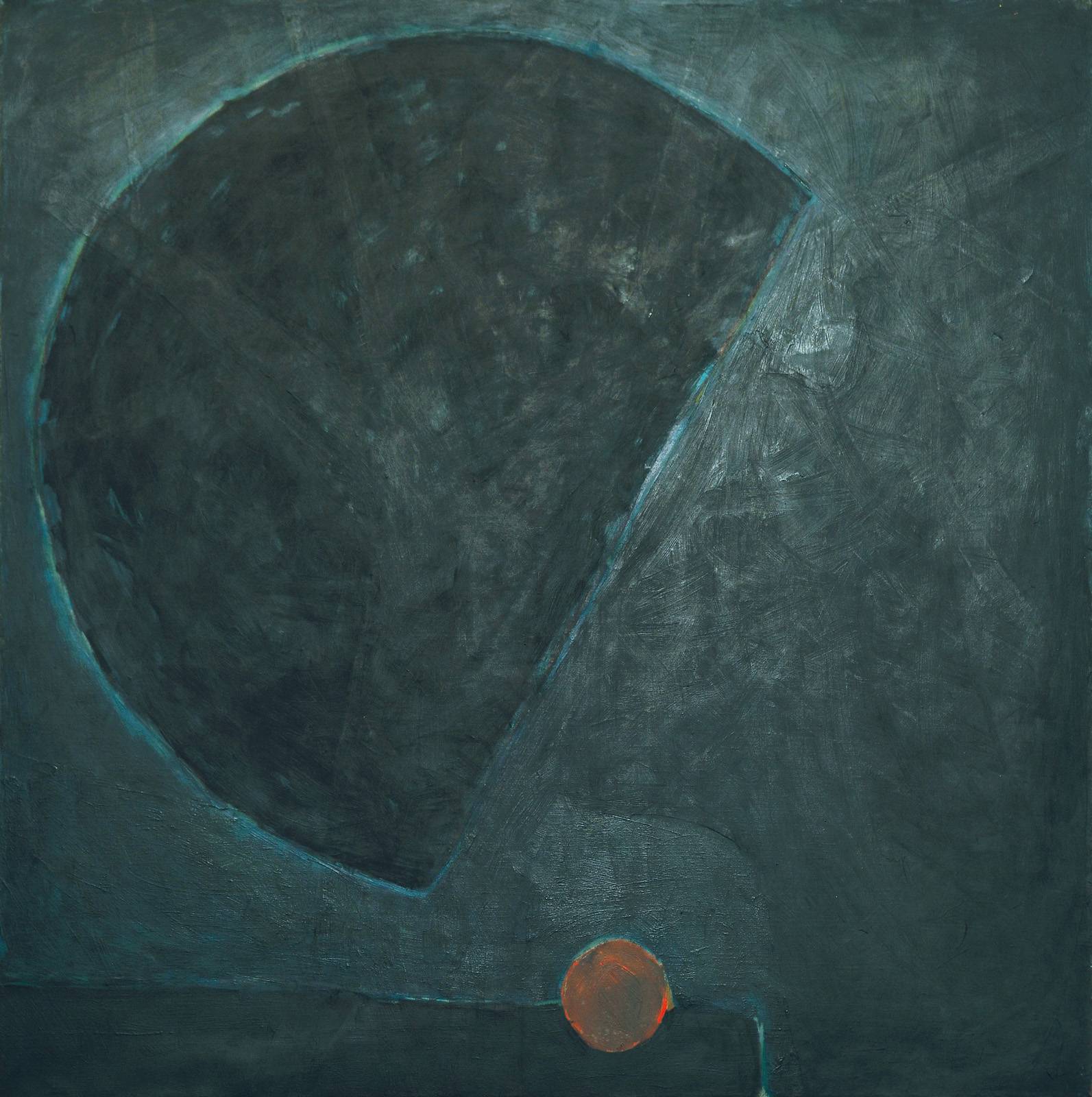 Měsíc a jablko, 1987, olej, plátno, 115 x 115 cm, soukromá sbírka