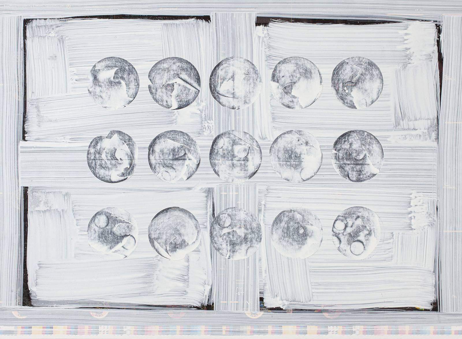 Makulatura z cyklu Makulatura, 2010, olej, ofsetový karton, šablona, 500 x 700 mm