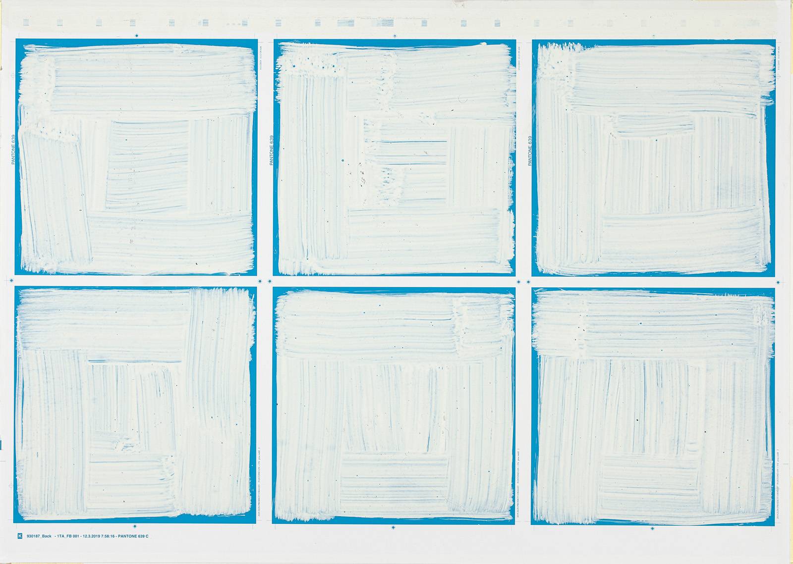 Z cyklu Makulatura, 2012, olej, tuš, ofsetový karton, perforace, lepení, 500 x 700 mm