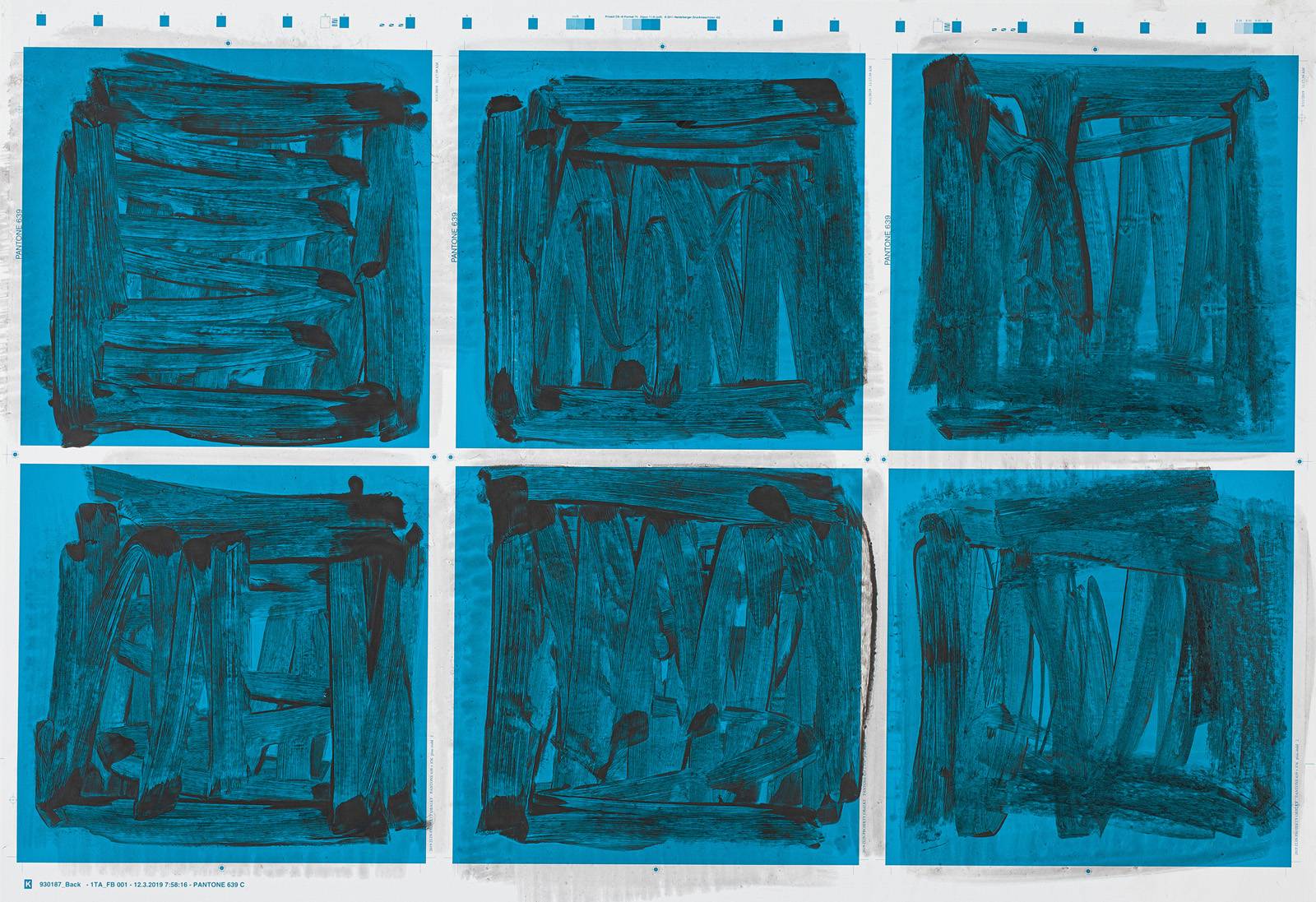 Z cyklu Makulatura, 2012, olej, tuš, ofsetový karton, perforace, lepení, 500 x 700 mm