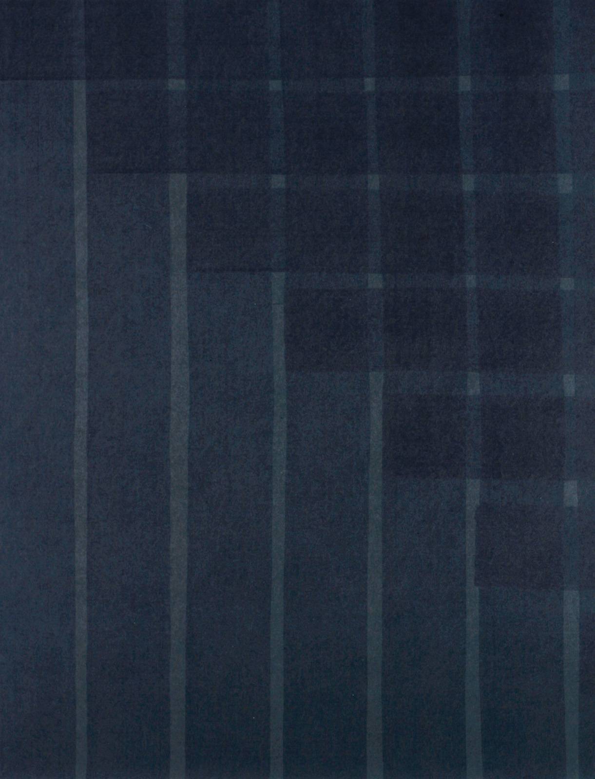 Pařížská modř na tmavé šedé, z cyklu Rastry – architektura, 2002, 700 x 500 mm