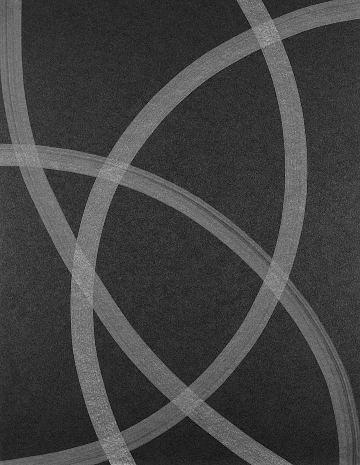 Bílá na černé, z cyklu Rastry – architektura, 2002, olej, černý karton, 630 x 510 mm