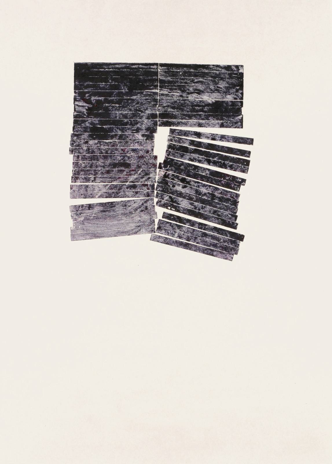 Monotypy, 1981–1982,  obtahovací stroj, knihtisková barva, papír, výplňkový materiál tiskové formy,  420 x 297 mm, Muzeum umění Olomouc (sbírka grafiky)