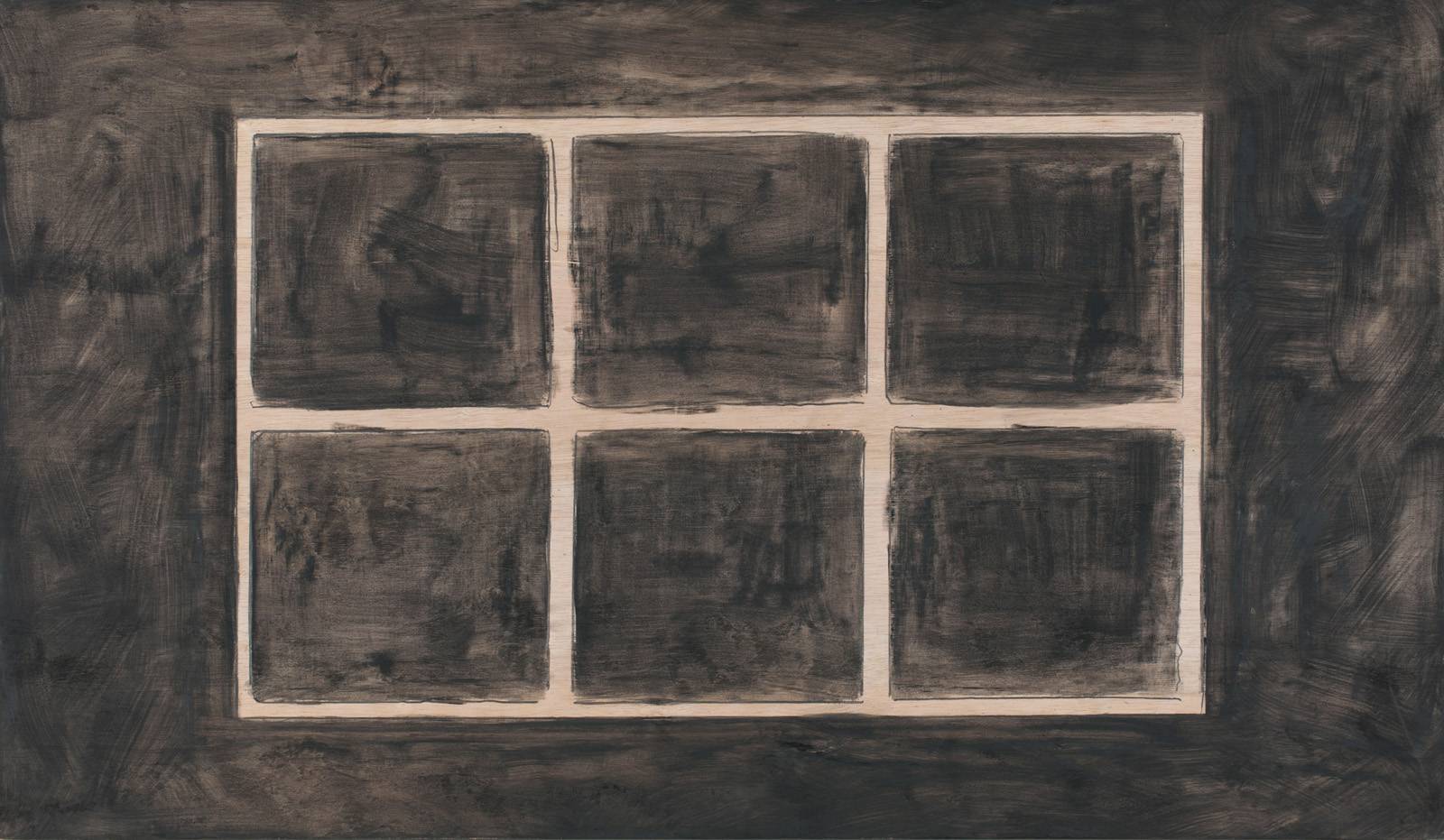 Z cyklu Město v zahradách, anglický dvorek–půldomek, 2022, 60 x 105 cm