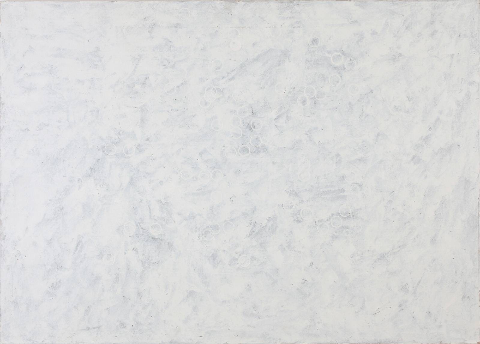 Rastr – kruhy, 2008, olej, šablona, kladivo, sololit, 70 x 100 cm