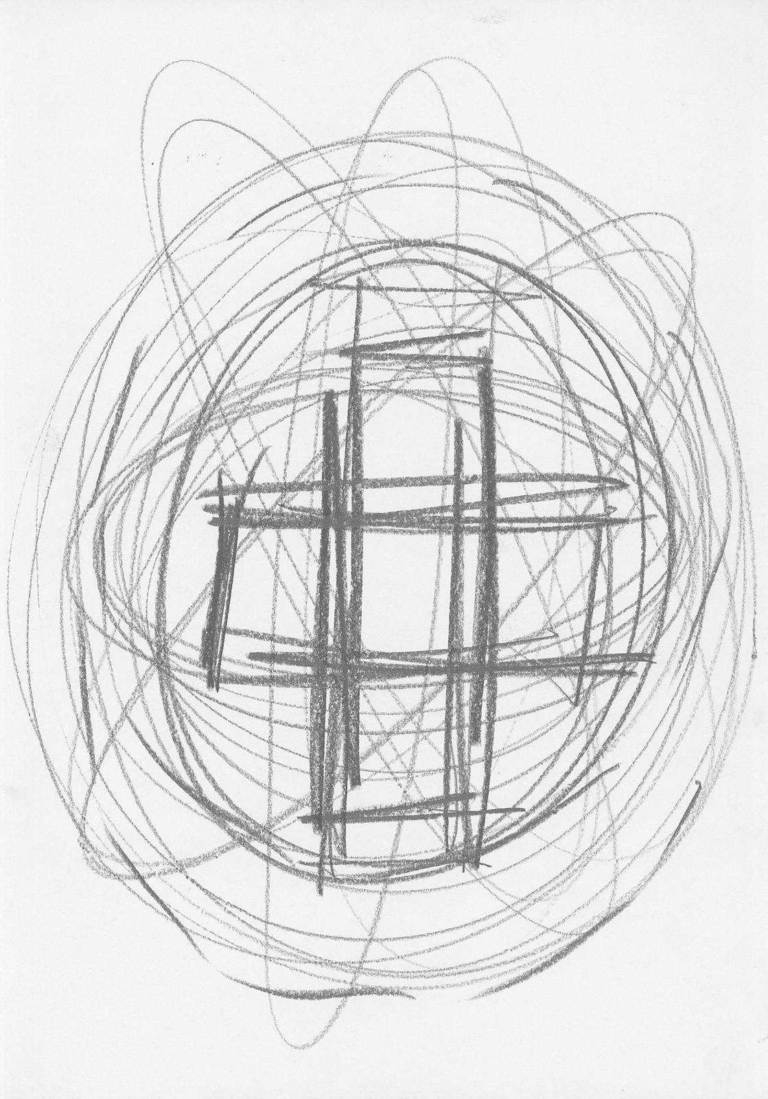 Událost v Kříži, 2012, tužka, papír, 297 x 210 mm