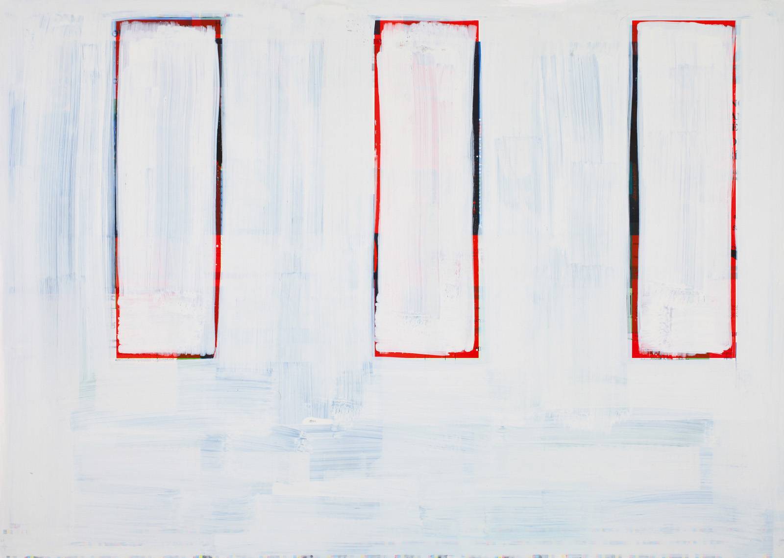 Z cyklu Makulatura, 2010, olej, ofsetový karton, 500 x 700 mm. Krajská galerie výtvarného umění ve Zlíně (sbírka kresby)