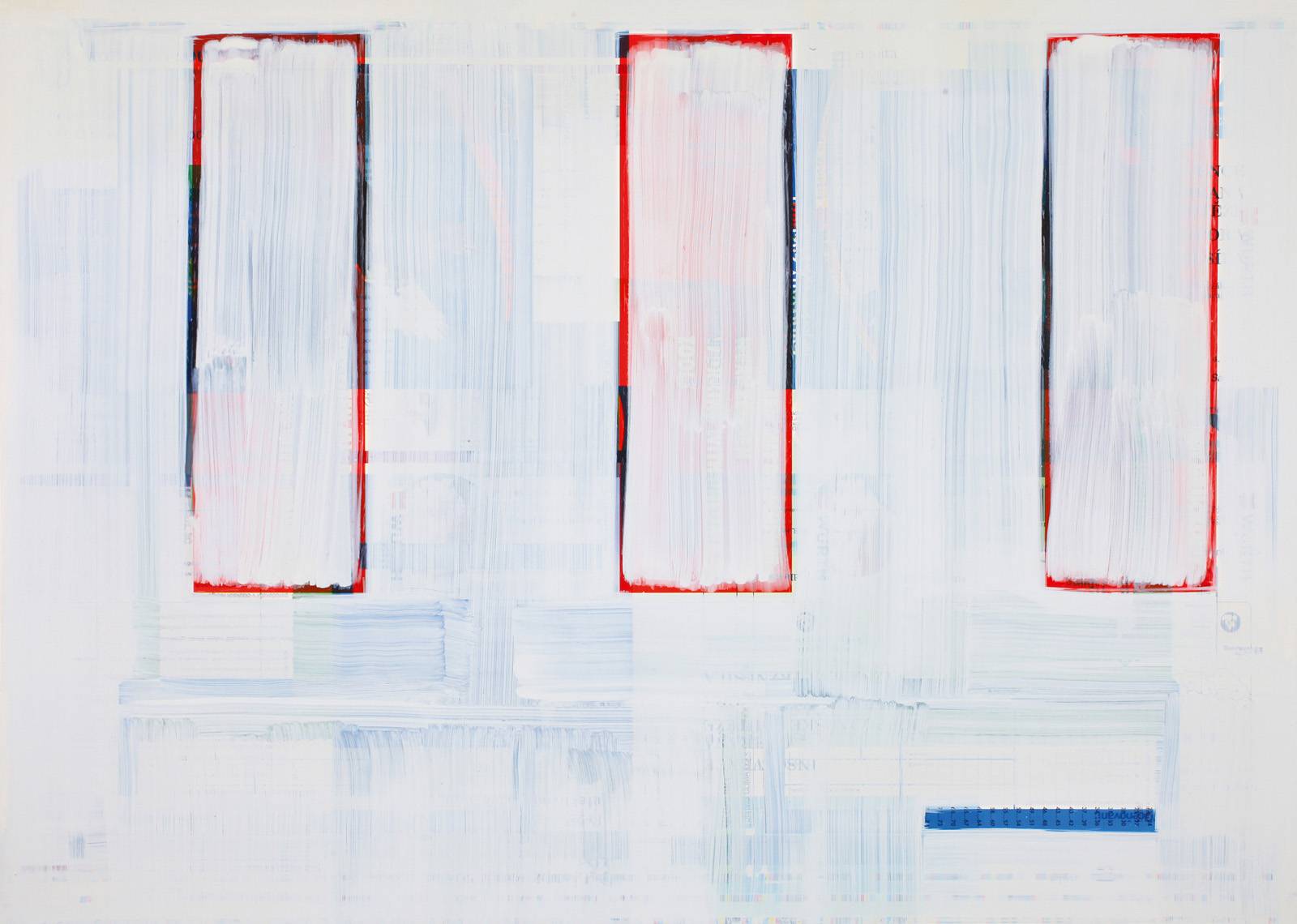 Z cyklu Makulatura, 2010, olej, ofsetový karton, 500 x 700 mm. Krajská galerie výtvarného umění ve Zlíně (sbírka kresby)