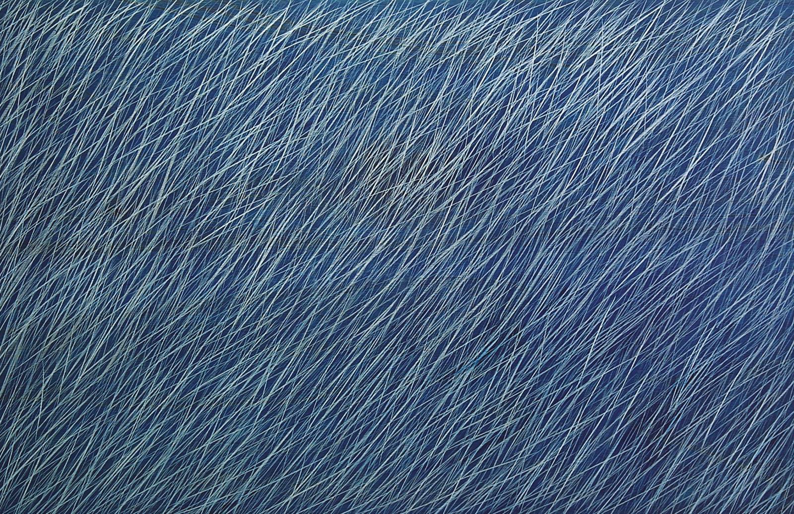 Deště, 1995, olej, stříbrná mastná křída, překližka, 110 x 200 cm, soukromá sbírka