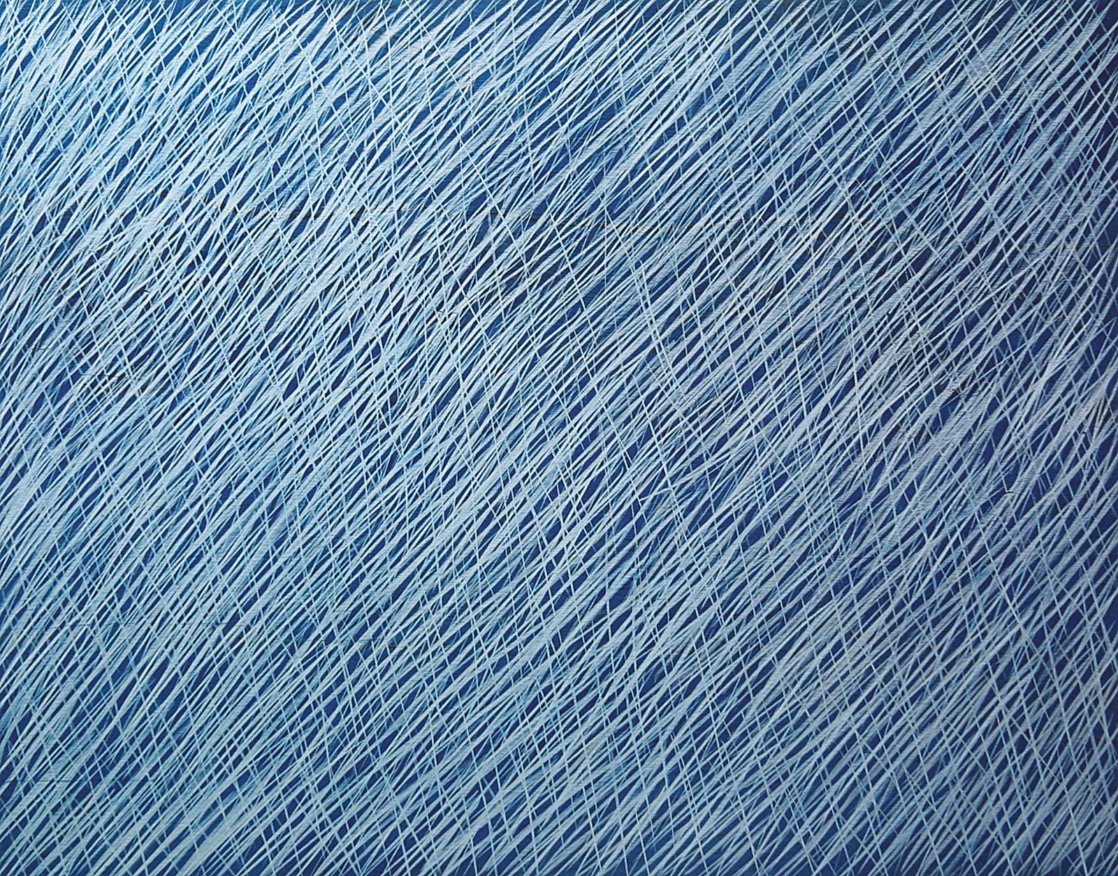 Deště, 1995, olej, stříbrná mastná křída, překližka, 110 x 150 cm