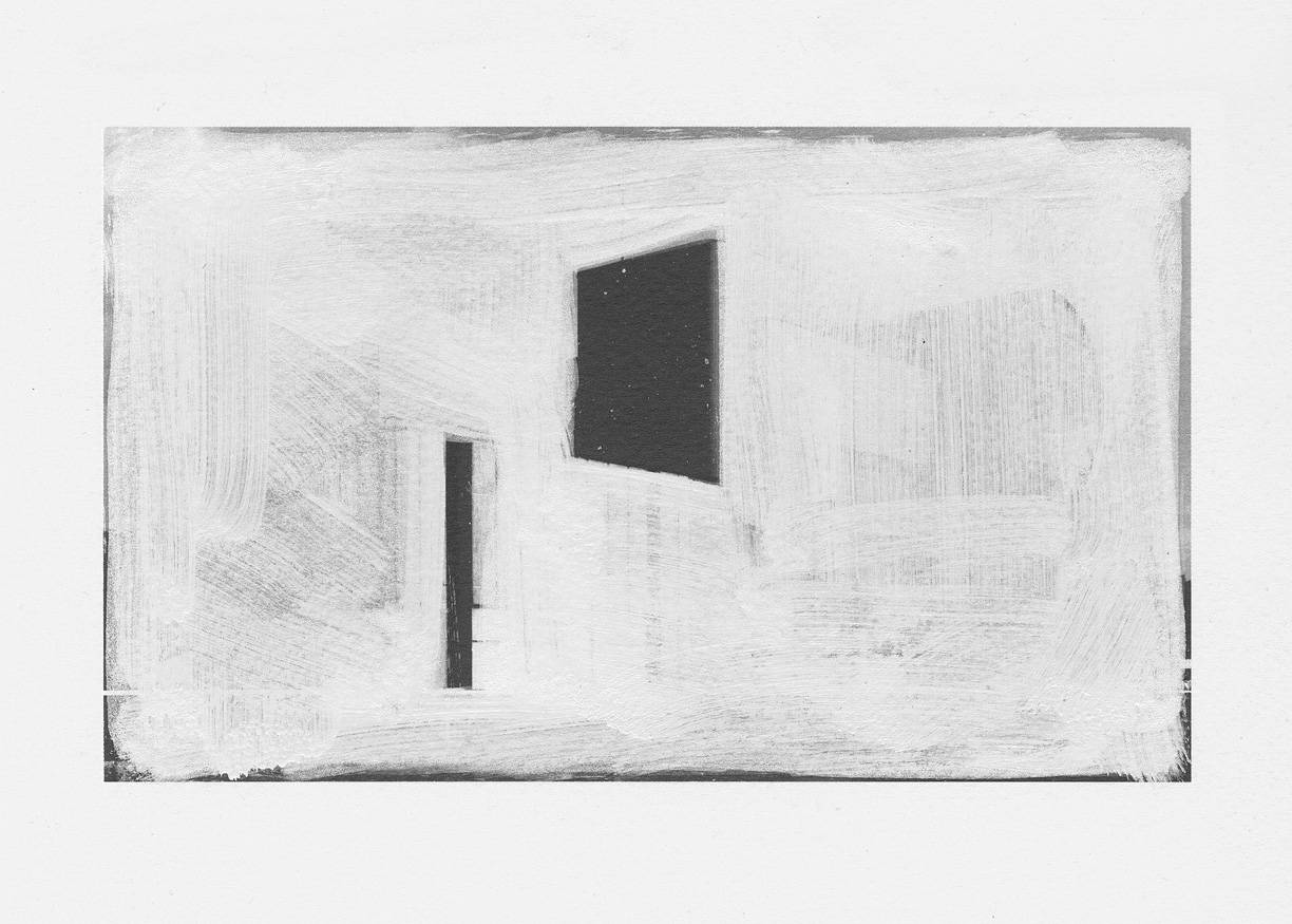 Z cyklu Přemalby – Závodiště Slušovice, 2019 makulatura, olej, grafický papír, 185 x 297 mm (3x)