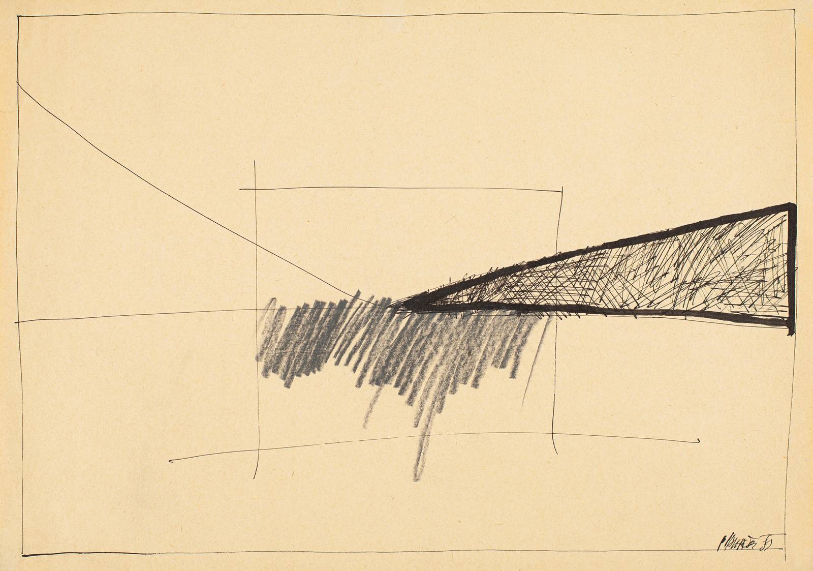 Z cyklu Severní a Jižní břeh /Dřevnice/, 1983, tužka, tuš, papír, 297 x 420 mm