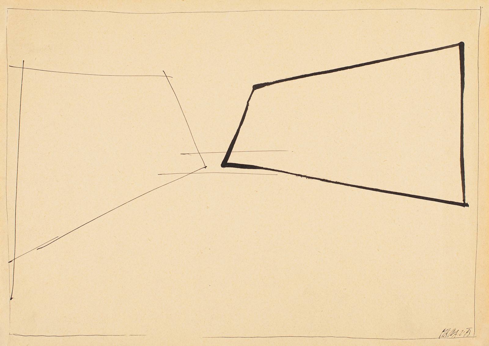 Z cyklu Severní a Jižní břeh /Dřevnice/, 1983, tužka, tuš, papír, 297 x 420 mm