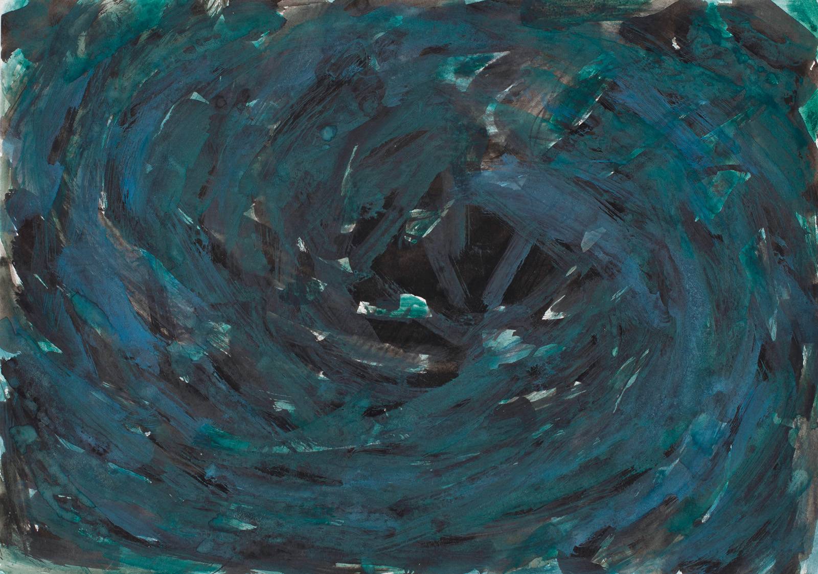 Z cyklu 36 pohledů na Malström, 1994 /dle ilustrace Harryho Clarka z roku 1919/, tuš, tužka, inkoust, akvarel, karton, 297 x 420 mm /7 variant – 36 kreseb, celkem 252 formátů/