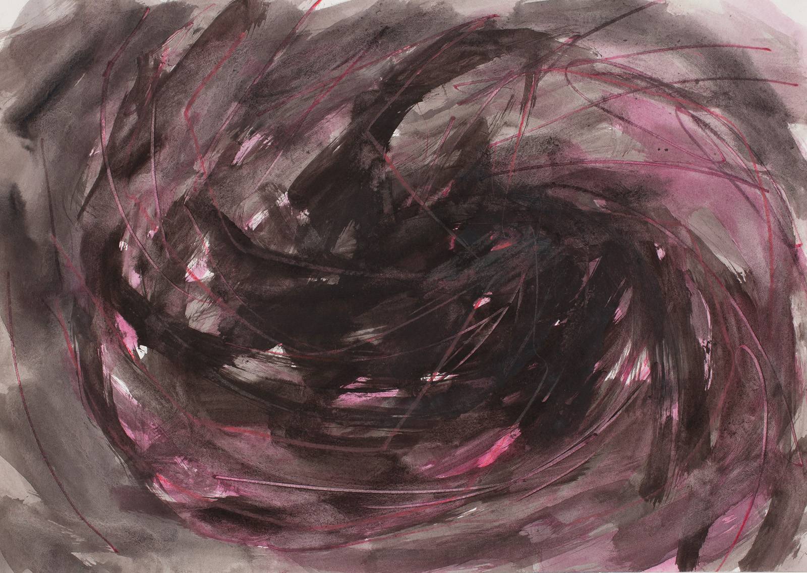 Z cyklu 36 pohledů na Malström, 1994 /dle ilustrace Harryho Clarka z roku 1919/, tuš, tužka, inkoust, akvarel, karton, 297 x 420 mm /7 variant – 36 kreseb, celkem 252 formátů/