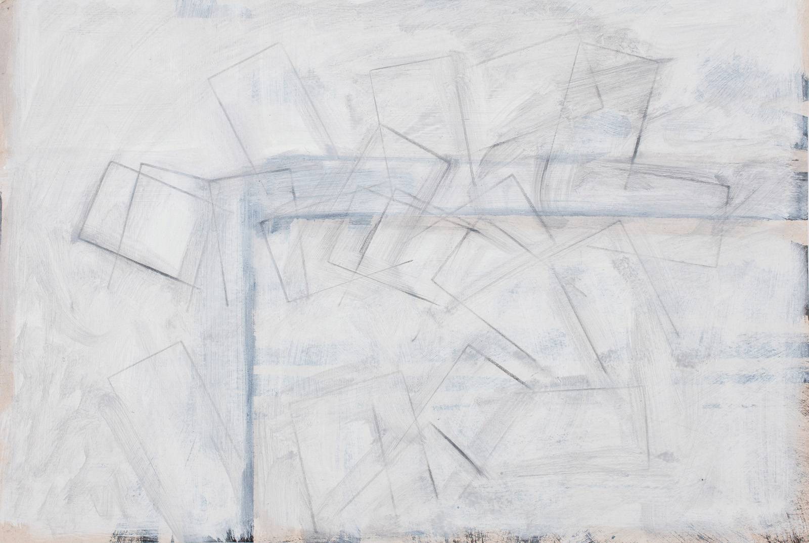 Z cyklu Makulatura – Krystaly /pocta Jiřímu Johnovi/, 2015, olej, tužka, ofsetový karton, šablona, 210 x 240 mm