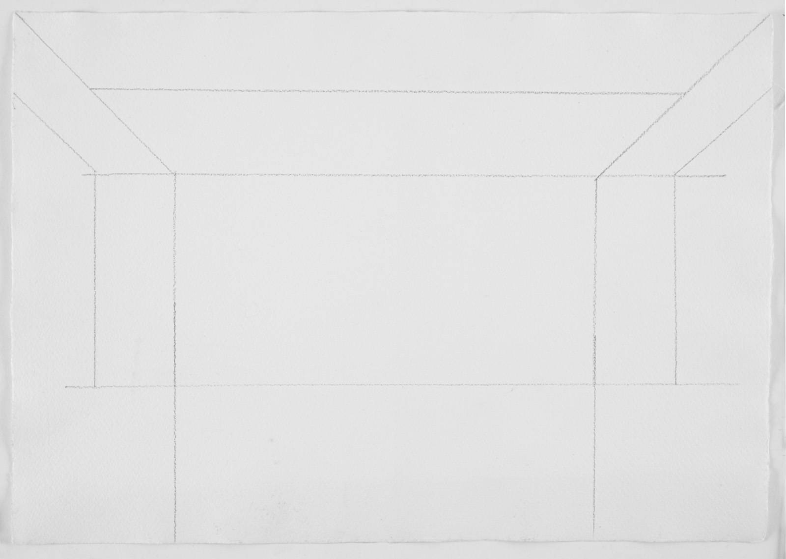 Událost v Rohu, 2020, tužka, ruční papír Losín, 297 x 420 mm