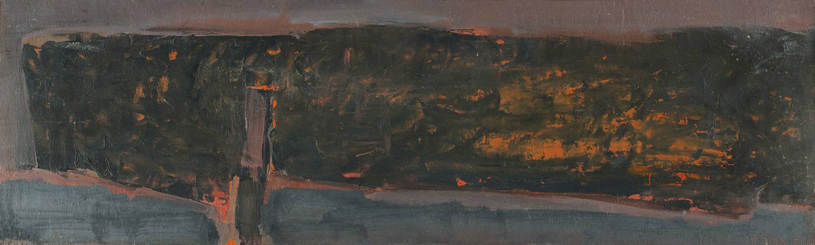 Figura a Mrak, 1985, olej, deska, 21 x 71 cm