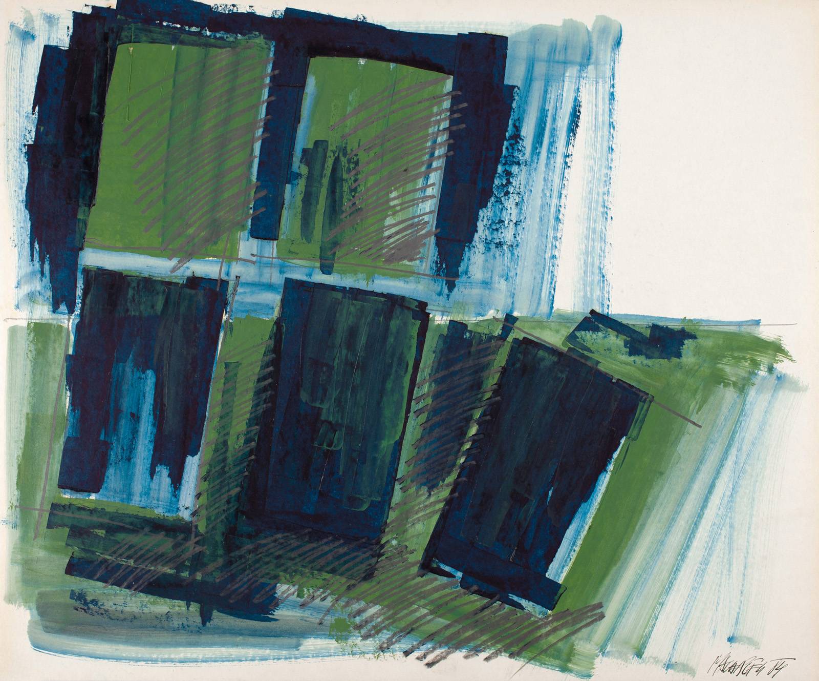 Bez názvu, 1984, olej, tužka, tuš, karton, 500 x 600 mm