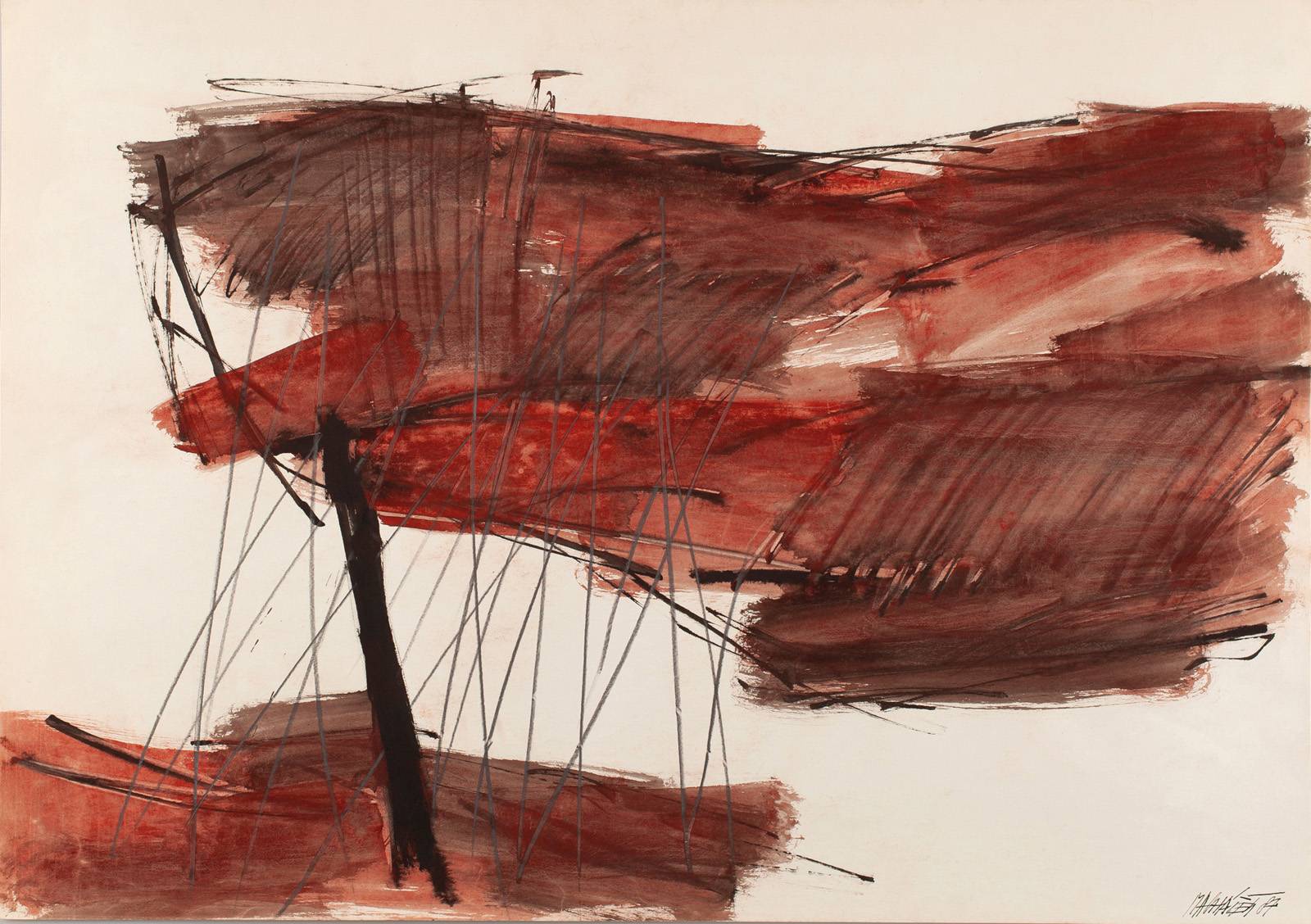 Z cyklu Figura a Mrak, 1987, olej, tužka, karton, 594 x 841 mm