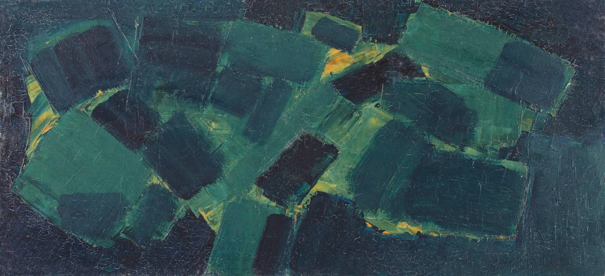 Strom – Koruna, 1983, olej, sololit, 30 x 66 cm