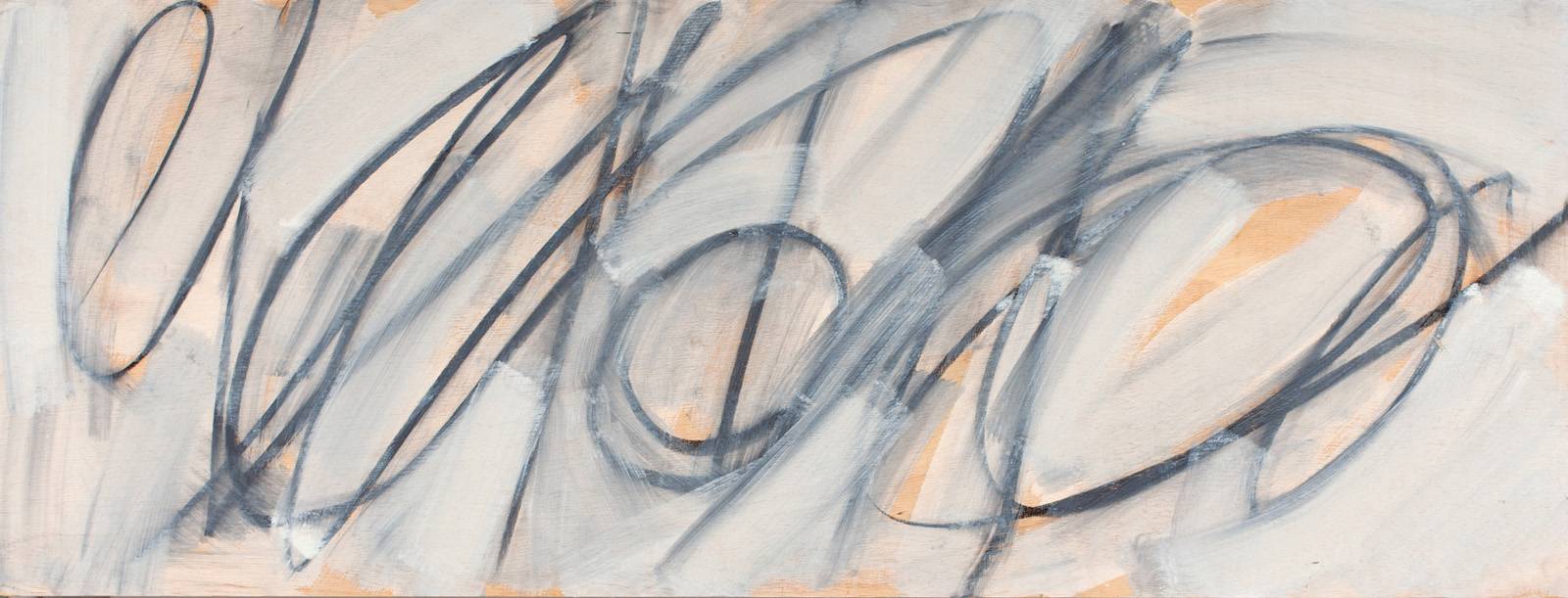 Slovo Ema, 2008, olej, mastný pastel, laťovka, 48 x 125 cm (3x)
